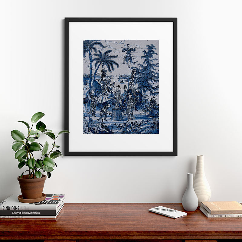 17th Century Delftware Chinoiserie Framed Art Print
