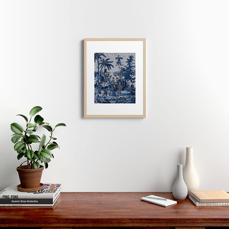 17th Century Delftware Chinoiserie Framed Art Print