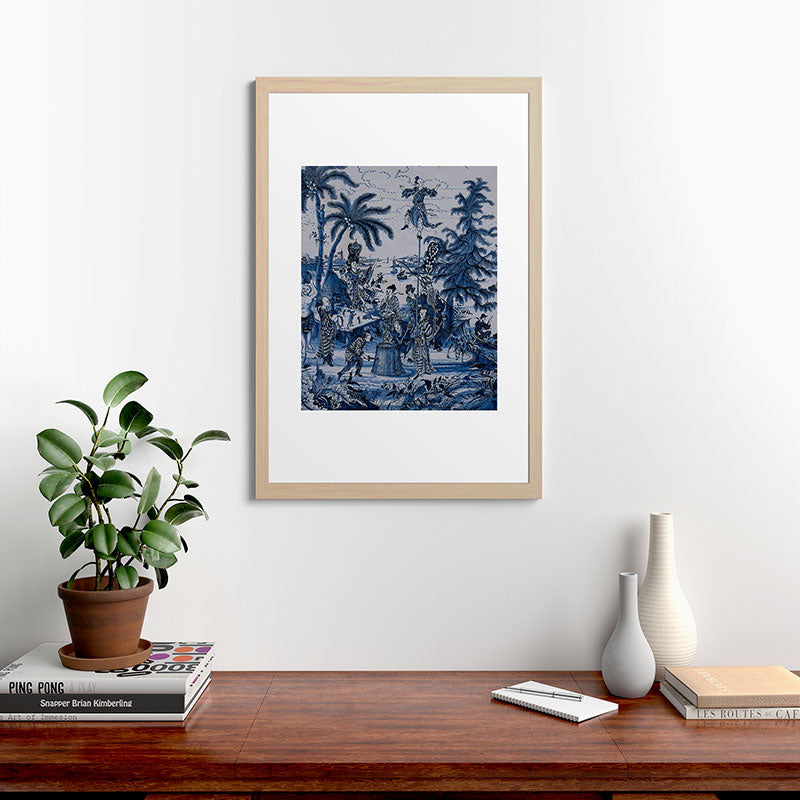 17th Century Delftware Chinoiserie Framed Art Print