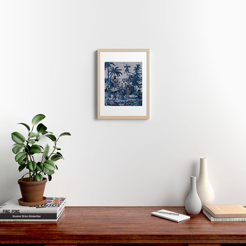 17th Century Delftware Chinoiserie Framed Art Print
