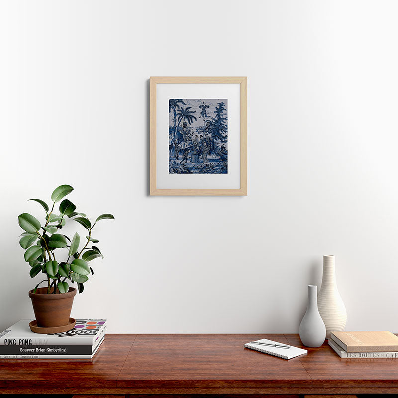 17th Century Delftware Chinoiserie Framed Art Print