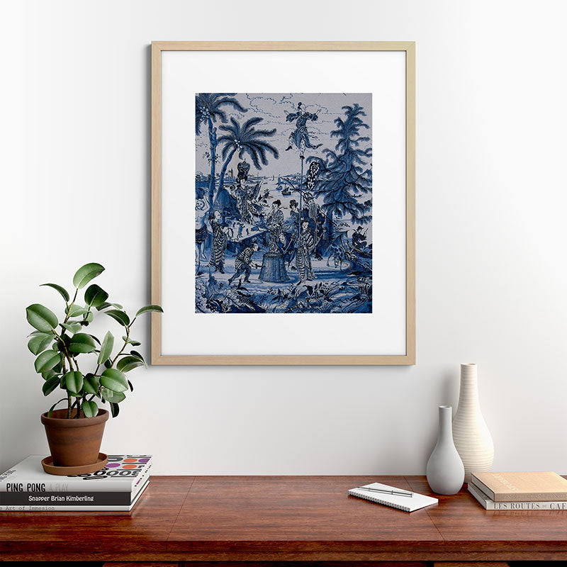 17th Century Delftware Chinoiserie Framed Art Print