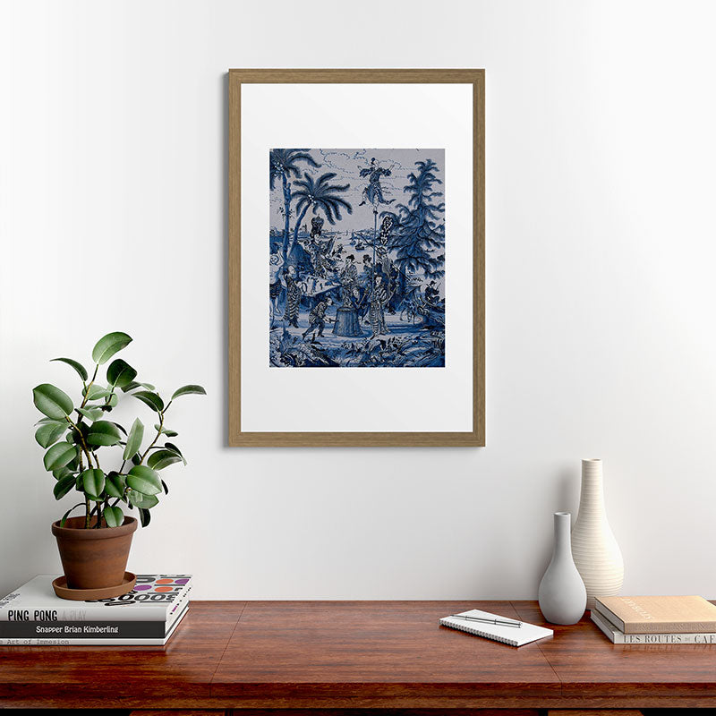 17th Century Delftware Chinoiserie Framed Art Print