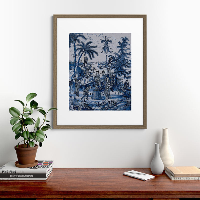17th Century Delftware Chinoiserie Framed Art Print