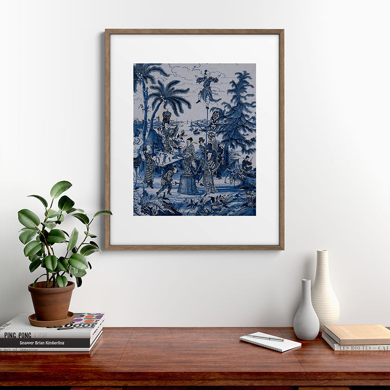 17th Century Delftware Chinoiserie Framed Art Print