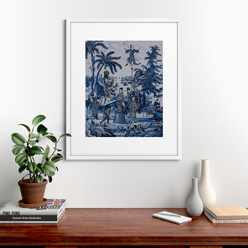 17th Century Delftware Chinoiserie Framed Art Print