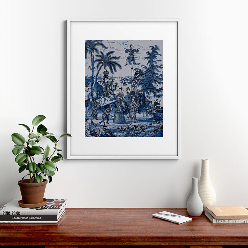 17th Century Delftware Chinoiserie Framed Art Print