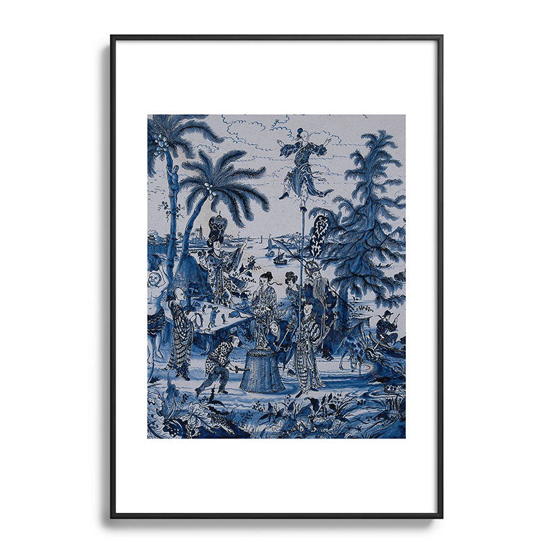 17th Century Delftware Chinoiserie Framed Art Print