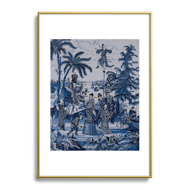 17th Century Delftware Chinoiserie Framed Art Print