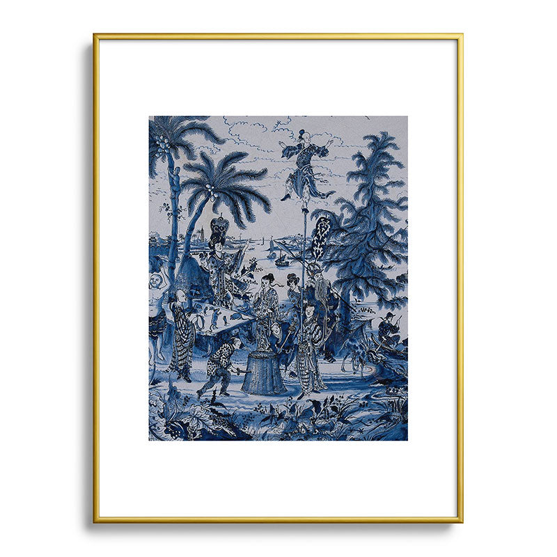 17th Century Delftware Chinoiserie Framed Art Print