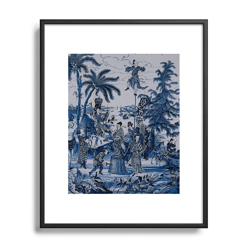 17th Century Delftware Chinoiserie Framed Art Print