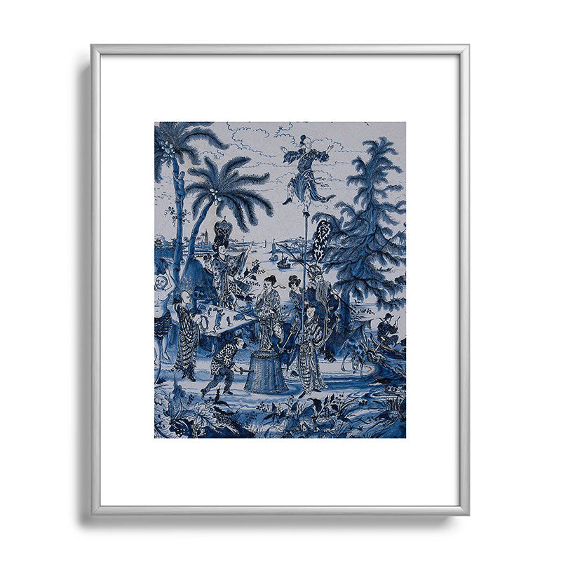 17th Century Delftware Chinoiserie Framed Art Print