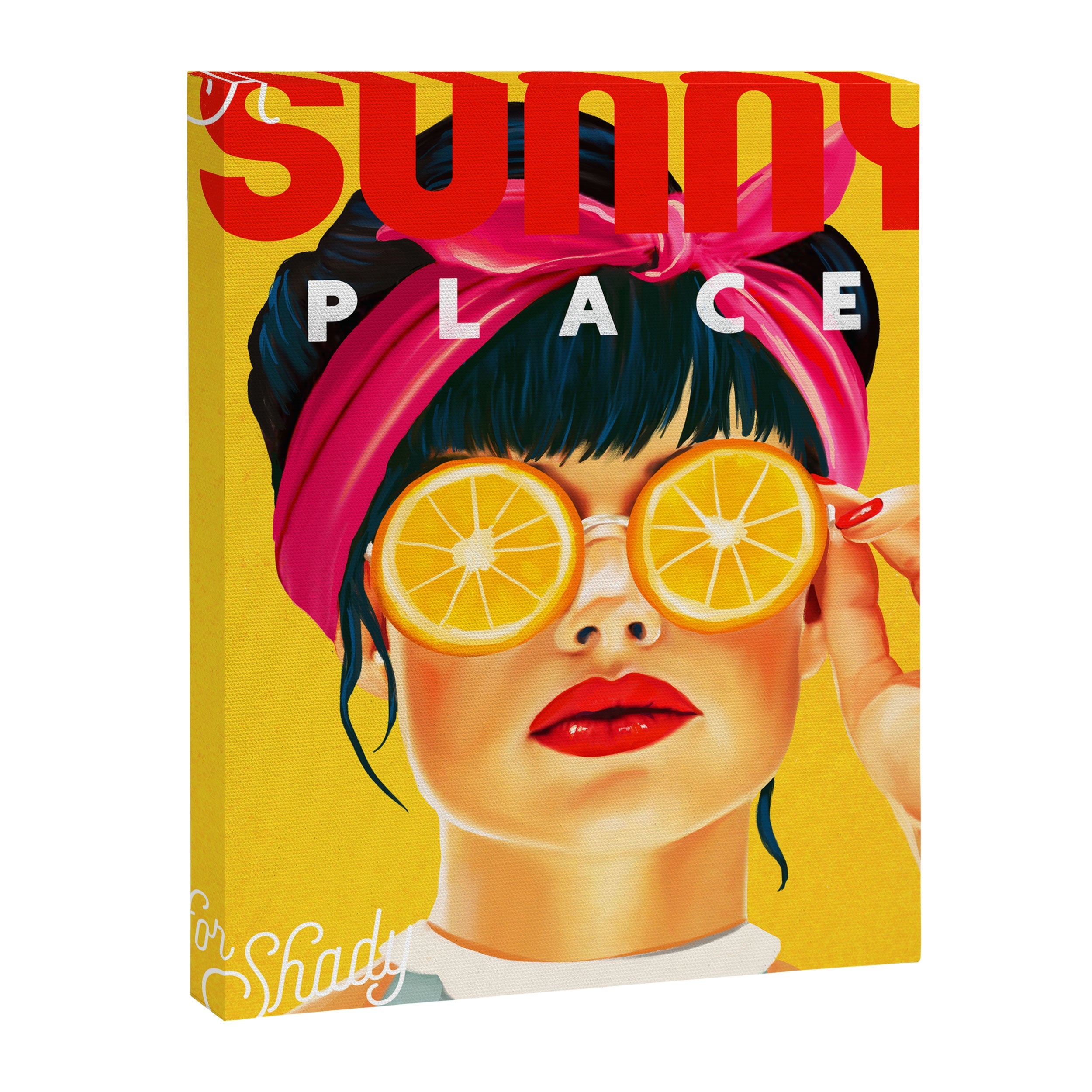 "A Sunny Place For Shady Ladies" Cool, Retro Pinup Girl With Orange Shades Canvas Print
