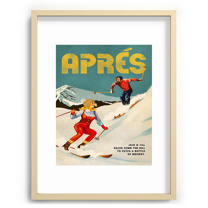 "Apres" Retro Pinup Ski Art Framed Art Print