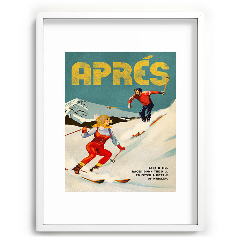 "Apres" Retro Pinup Ski Art Framed Art Print