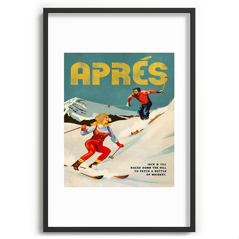 "Apres" Retro Pinup Ski Art Framed Art Print