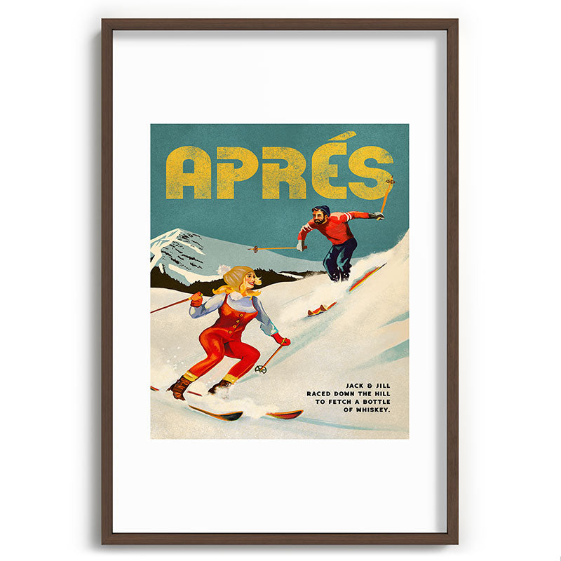 "Apres" Retro Pinup Ski Art Framed Art Print