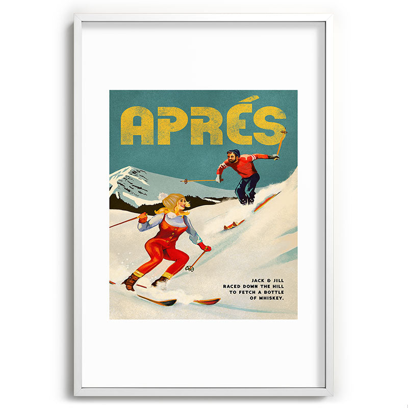 "Apres" Retro Pinup Ski Art Framed Art Print