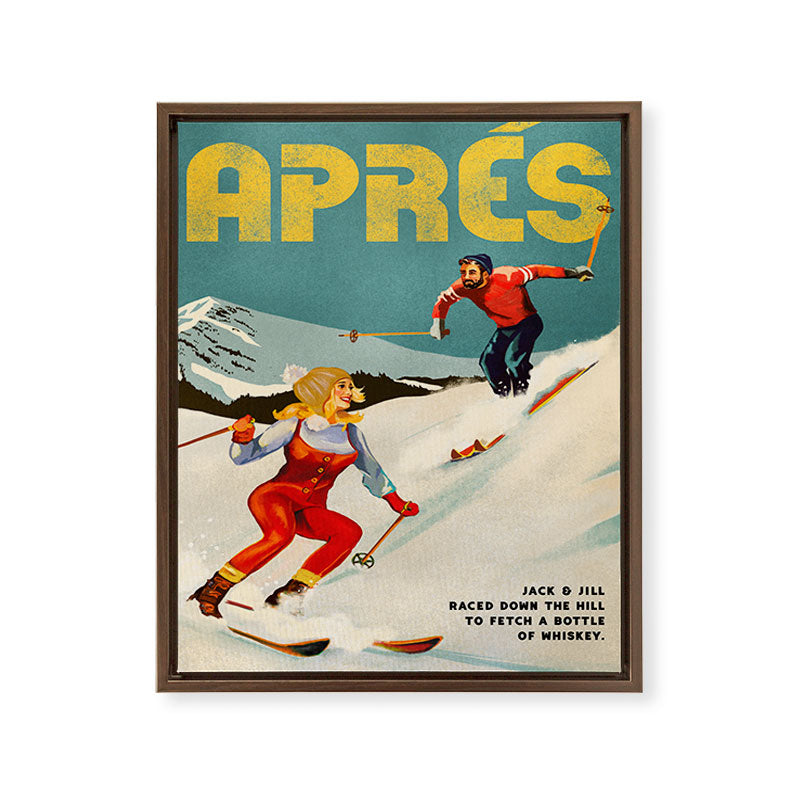 "Apres" Retro Pinup Ski Art Framed Canvas Print