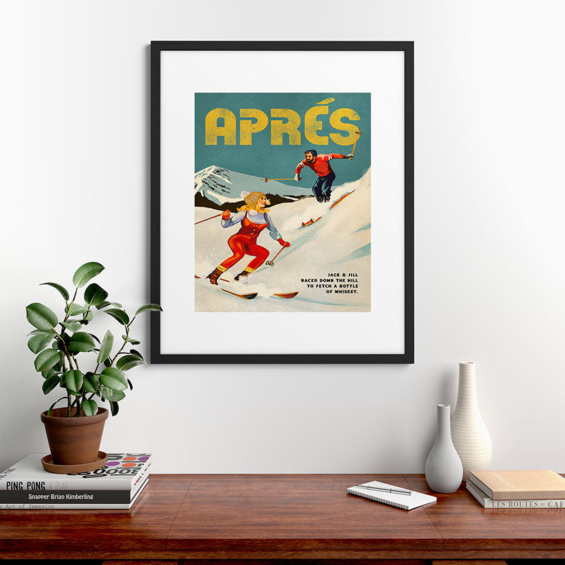 "Apres" Retro Pinup Ski Art Framed Art Print