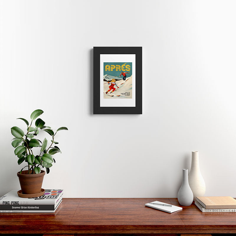 "Apres" Retro Pinup Ski Art Framed Art Print