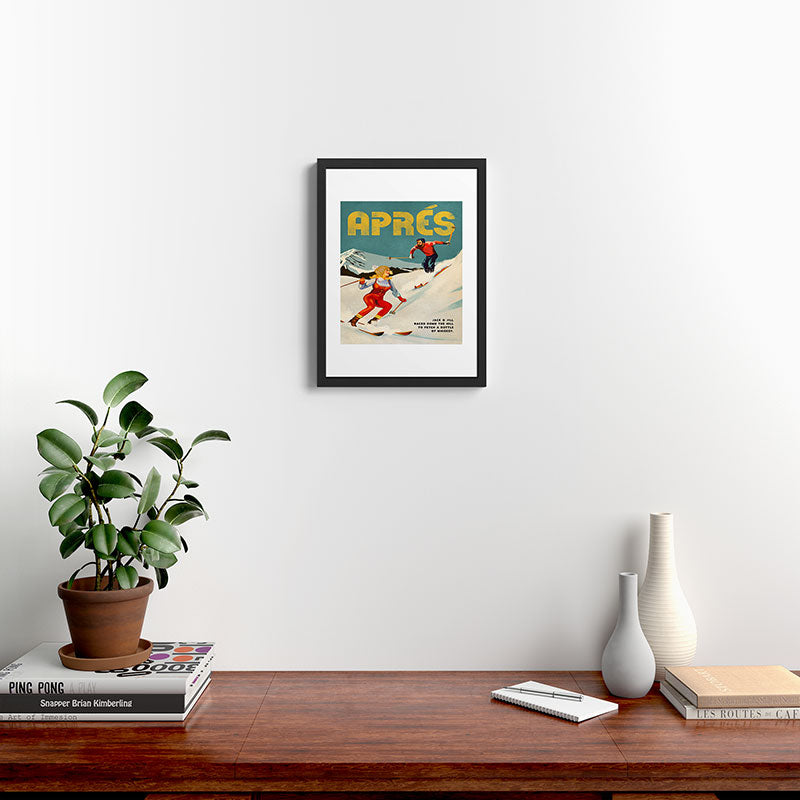 "Apres" Retro Pinup Ski Art Framed Art Print