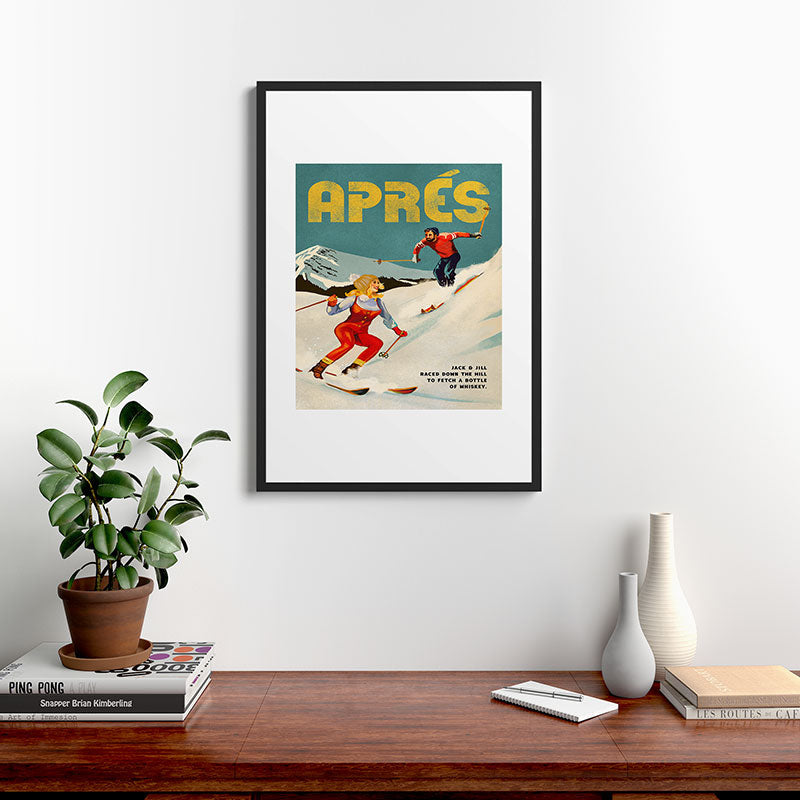 "Apres" Retro Pinup Ski Art Framed Art Print