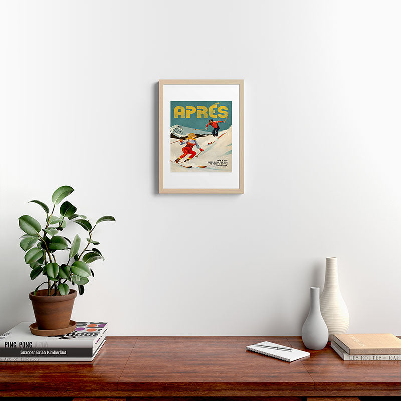 "Apres" Retro Pinup Ski Art Framed Art Print