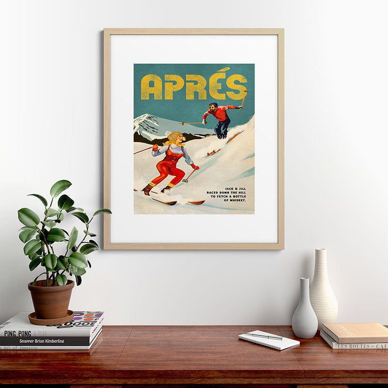 "Apres" Retro Pinup Ski Art Framed Art Print