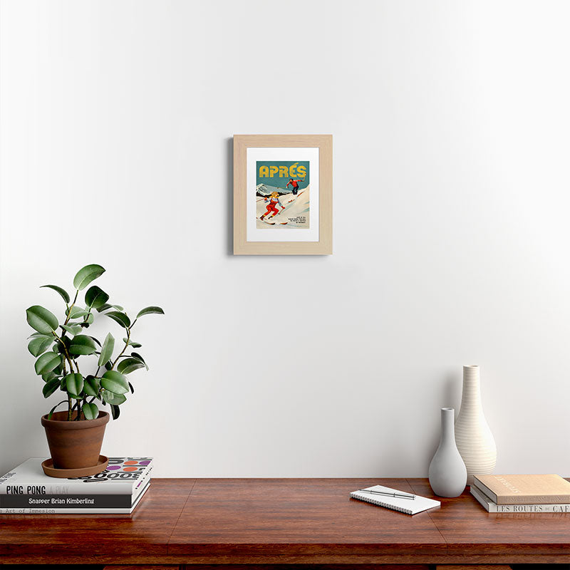 "Apres" Retro Pinup Ski Art Framed Art Print