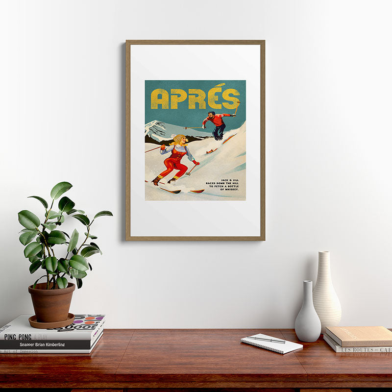 "Apres" Retro Pinup Ski Art Framed Art Print