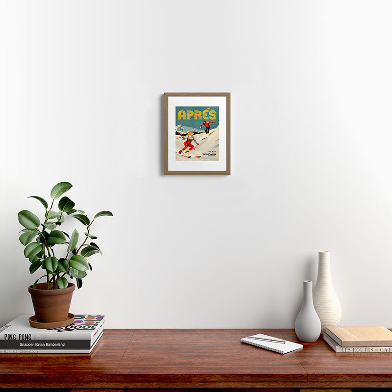 "Apres" Retro Pinup Ski Art Framed Art Print