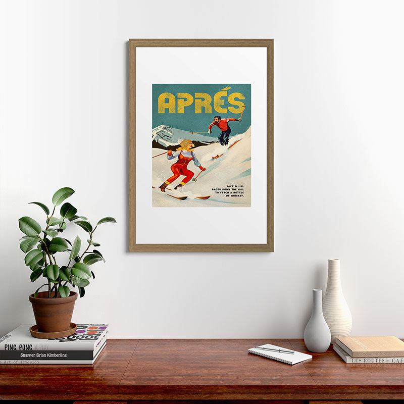 "Apres" Retro Pinup Ski Art Framed Art Print