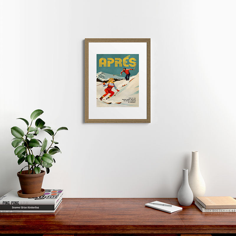 "Apres" Retro Pinup Ski Art Framed Art Print