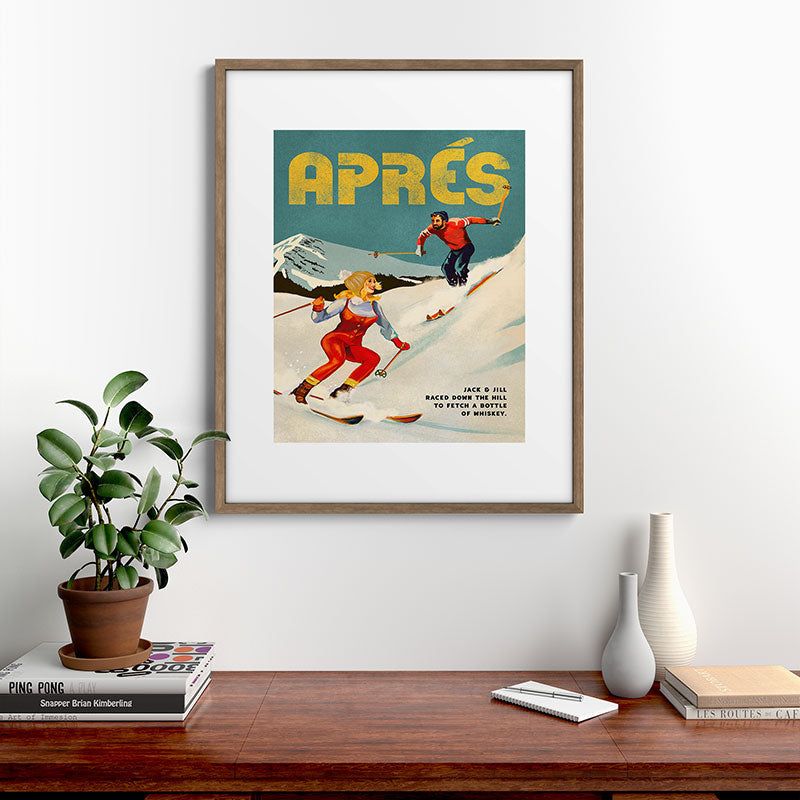 "Apres" Retro Pinup Ski Art Framed Art Print
