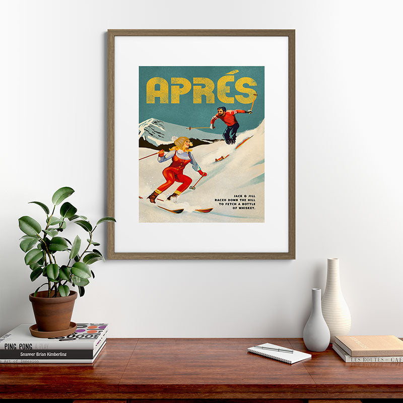 "Apres" Retro Pinup Ski Art Framed Art Print