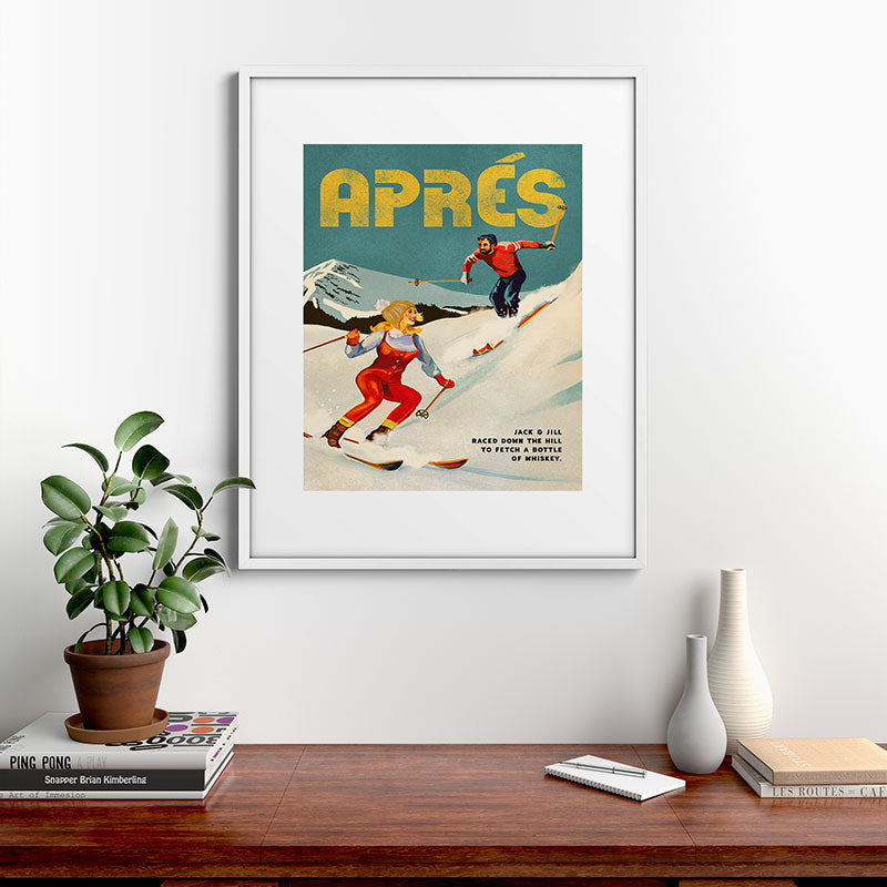 "Apres" Retro Pinup Ski Art Framed Art Print
