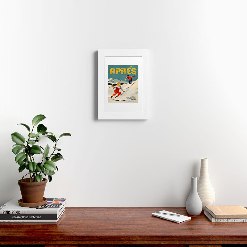 "Apres" Retro Pinup Ski Art Framed Art Print