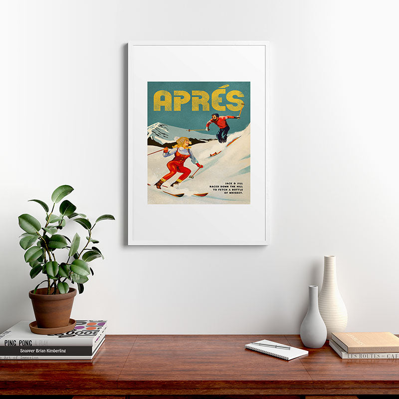 "Apres" Retro Pinup Ski Art Framed Art Print