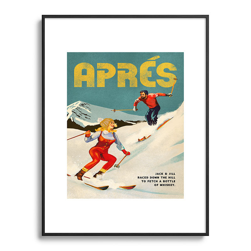 "Apres" Retro Pinup Ski Art Framed Art Print
