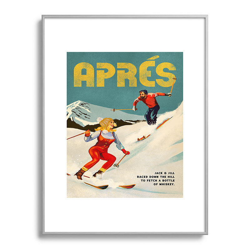 "Apres" Retro Pinup Ski Art Framed Art Print