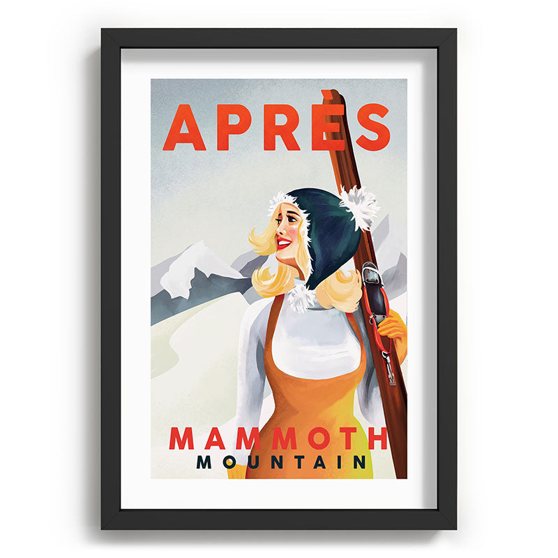 "Apres Ski Mammoth" Cool Vintage Pinup Girl Skiing Art Framed Art Print