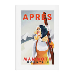 "Apres Ski Mammoth" Cool Vintage Pinup Girl Skiing Art Art Print