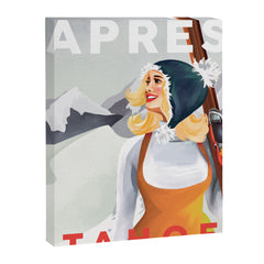 "Apres Tahoe" Cute Retro Pinup Girl Ski Art Canvas Print