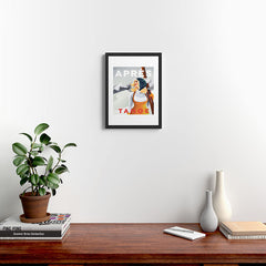 "Apres Tahoe" Cute Retro Pinup Girl Ski Art Framed Art Print