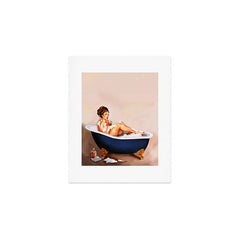 "Bathtub Whiskey" - Cute Vintage Brunette Pinup Girl Soaks & Enjoys A Cocktail. (V.2) Art Print