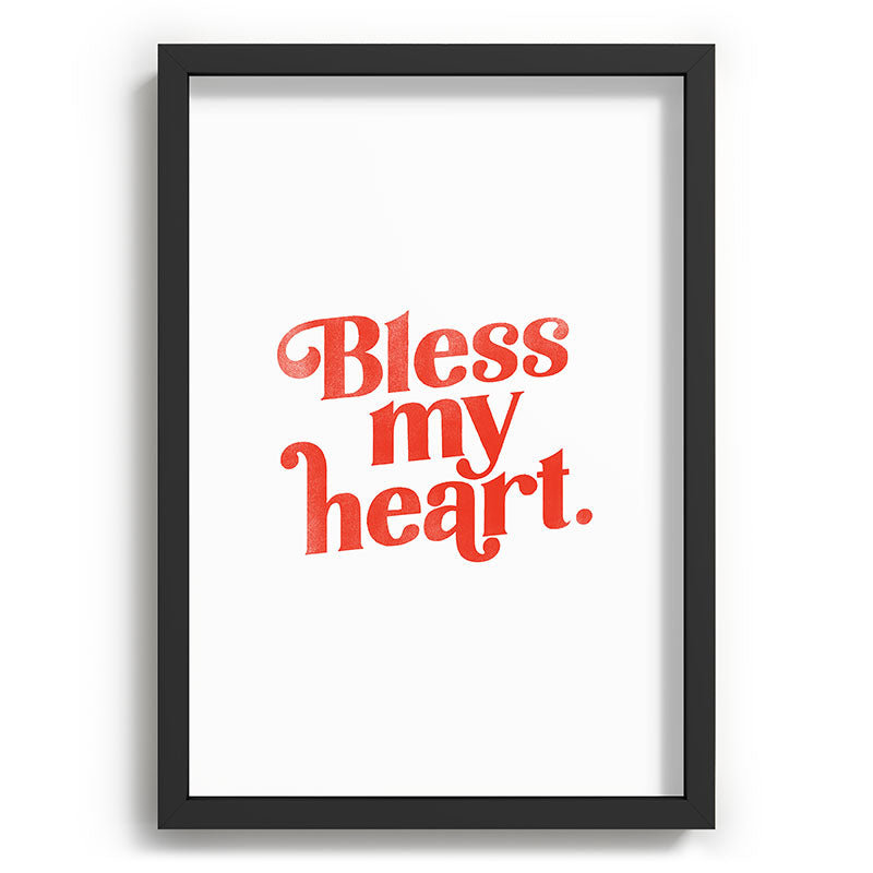"Bless My Heart" Funny & Cute Red Typography Design Framed Art Print