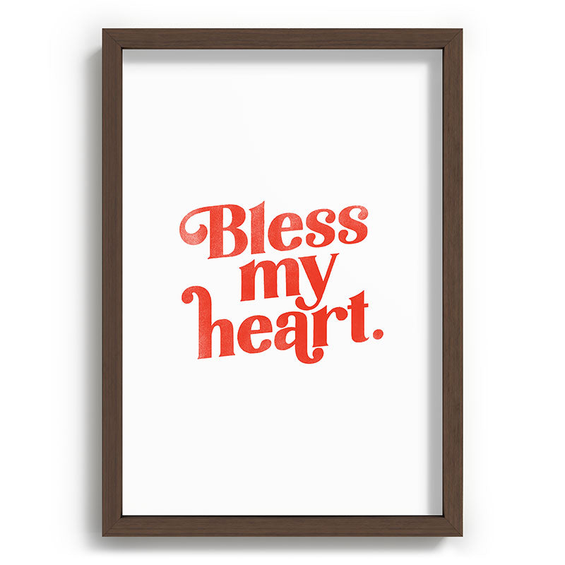 "Bless My Heart" Funny & Cute Red Typography Design Framed Art Print