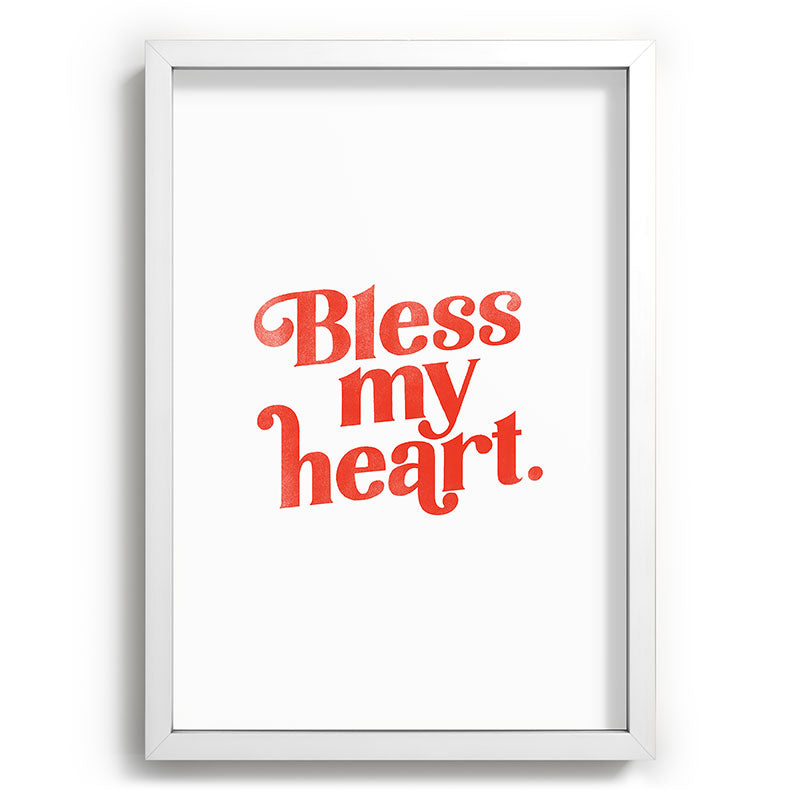 "Bless My Heart" Funny & Cute Red Typography Design Framed Art Print