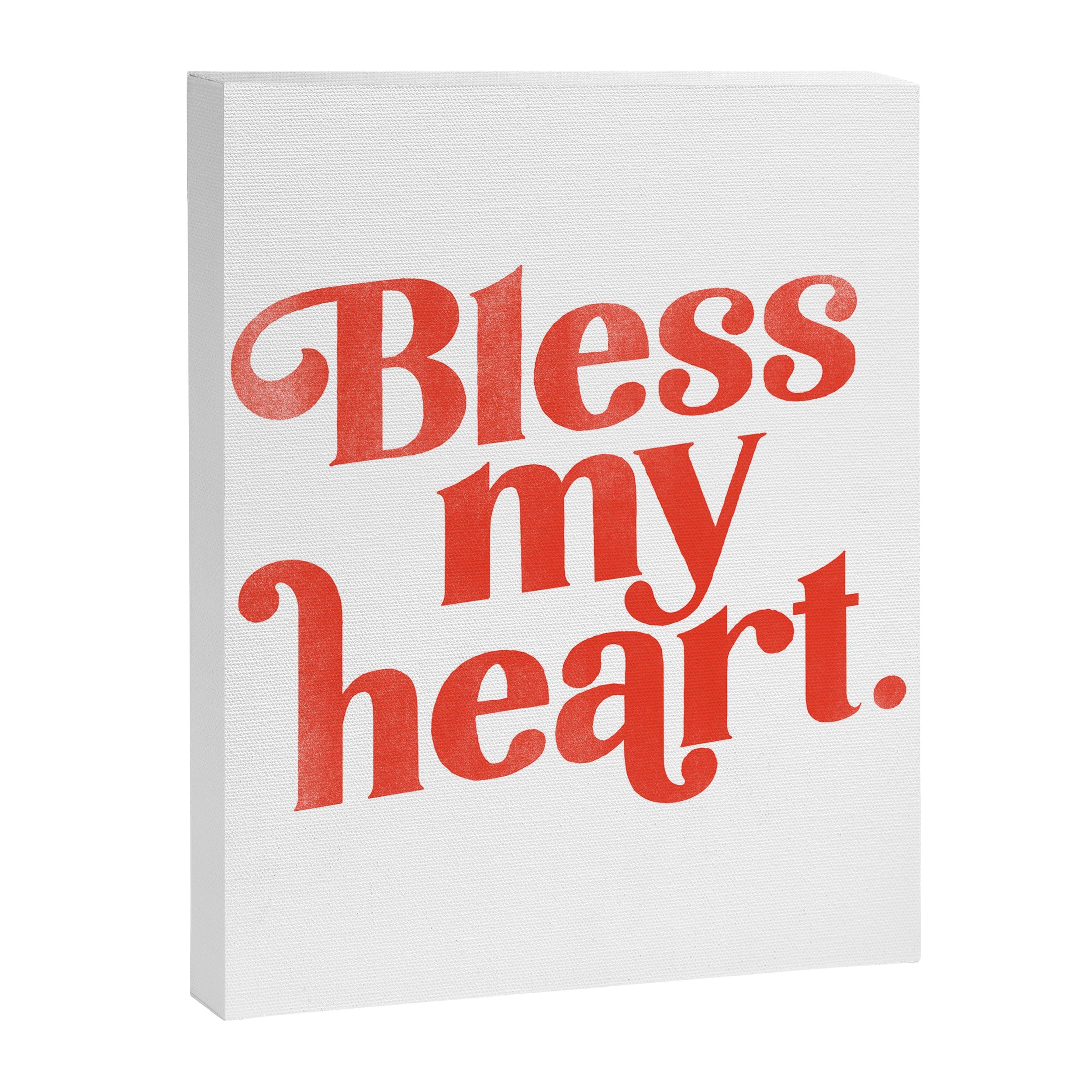 "Bless My Heart" Funny & Cute Red Typography Design Canvas Print